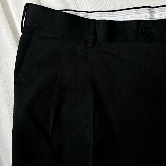 Zanella $495 Men's Dress Pants 40x31.5‎ Black Wool Pleated Made in Italy MINT! - Picture 4 of 4